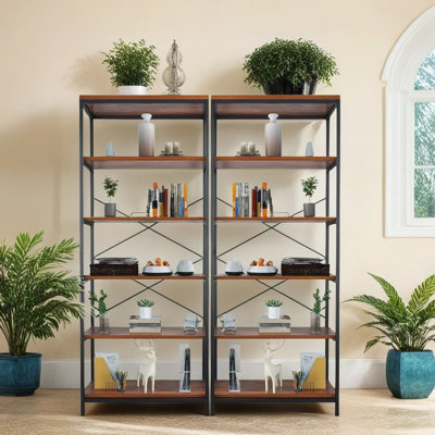 Grande bibliothèque de style rustique industriel de 70,9 po x 31,5 po Gianantonio