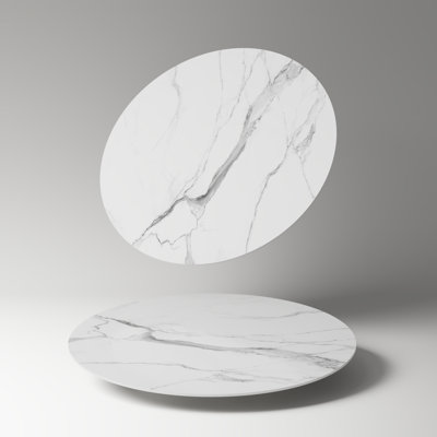 Round Sintered Stone Table Top 32"/35"/39"/42"/43"/47"/53"/59" Indoor/Outdoor · Scratch & Heat Resistant · Fits Any Base, Suitable For DIY Countertop Renovation, Restaurant Table, Coffee Table, Dining Room Table, Patio Table, Party...