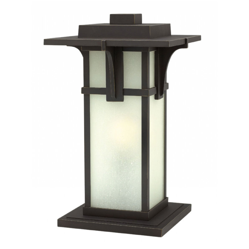 Manhattan 1-Light Pier Mount Light, Etched Seedy Glass, No