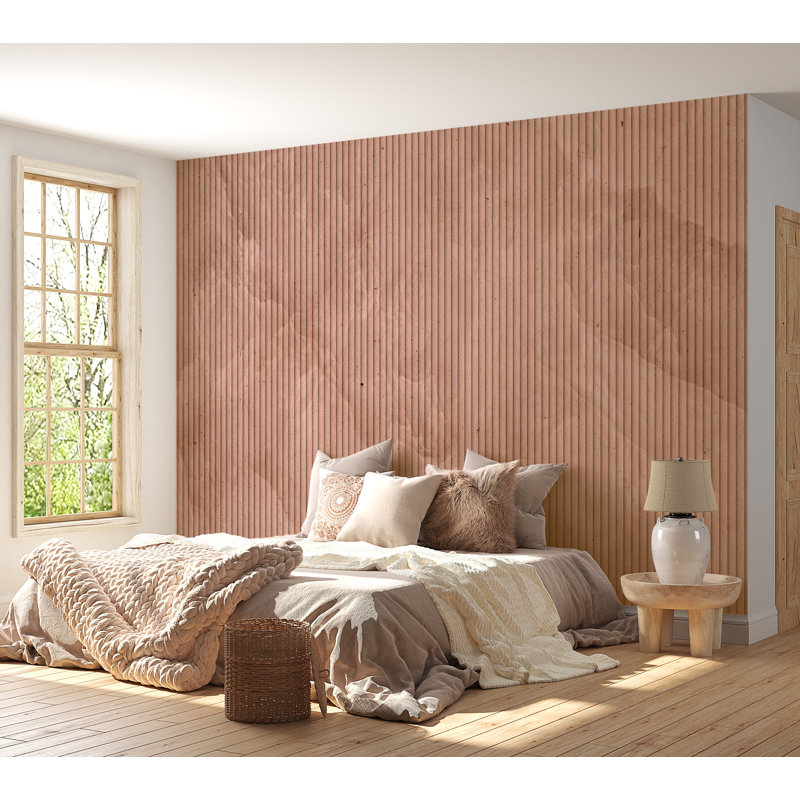 Murale pelez et collez - petites rayures de bambou, L 115 po x L 82 po