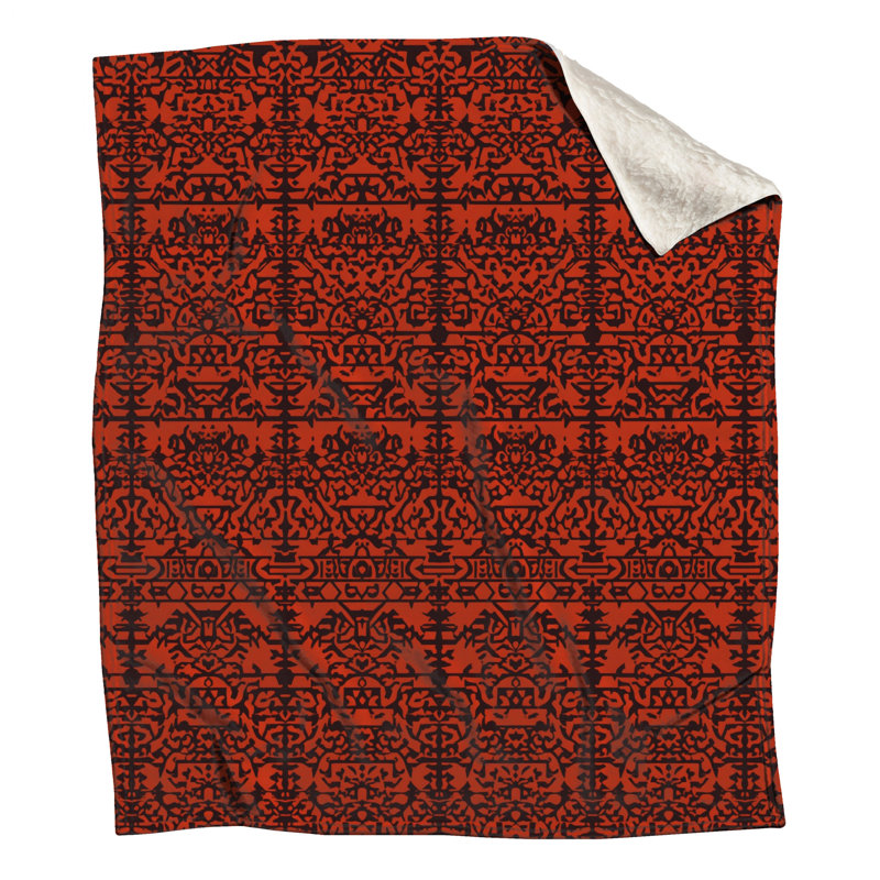 Red Ornate Pattern Blankets, 50in W x 60in H