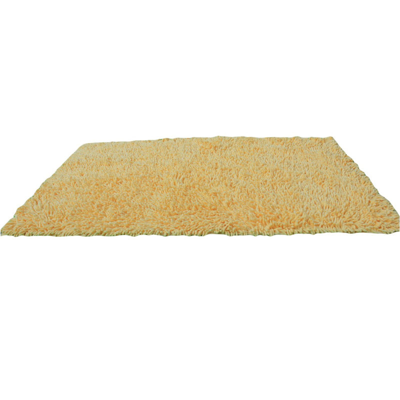 Tapis décoratif en coton jaune à poils longs, Rectangle 6 pi x 9 pi