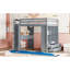 Lit mezzanine gris avec un vaste inventaire de grandes tablettes, bureau fonctionnel, éclairage à DEL - taille élégante et sécuritaire dans une réserve abondante et bureau pratique-606756032-606756034