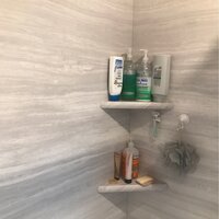 FlexStone 15 in Corner Shelf Niche in White in the Shower Shelves