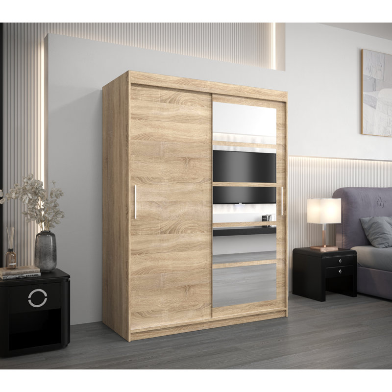 Abdulkhalek 2 Door Manufactured Wood Wardrobe, Sonoma Oak