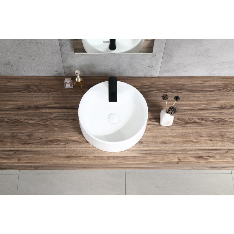 Torbett Ceramic Wash Basin - Round White Bathroom Sink With Practicality High Gloss And Practical
