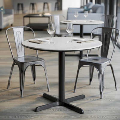 Round Commercial Seamless Surface Tabletop with Table Height Crisscross Base