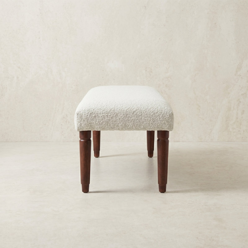 Handmade Boucle Transitional Cream Upholstered Bench