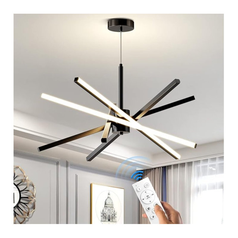 Modern 31.5" Sputnik LED Chandelier 82W Dimmable Pendant Light with Remote Control for Dining Room, Living Room, Kitchen, and Bedroom Ceiling Fixture