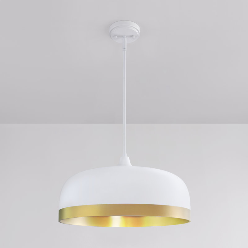 Luminaire suspendu 4 lumières avec abat-jour en acier Millennium Lighting Amarra, Blanc mat / or