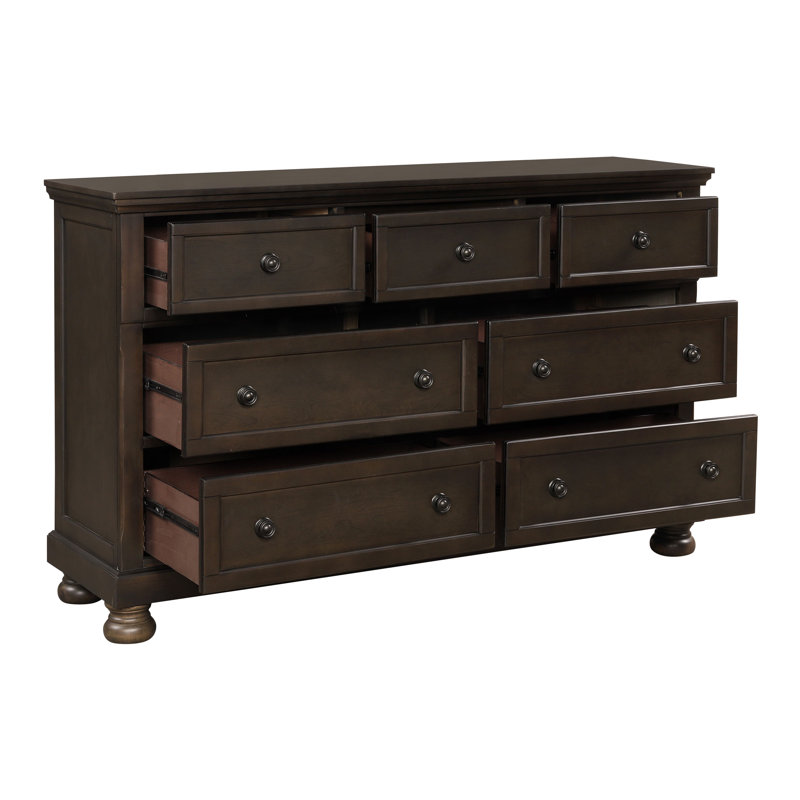 Mobilier de chambre à coucher de style traditionnel avec commode 1 pièce et 7 tiroirs en bois grisâtre