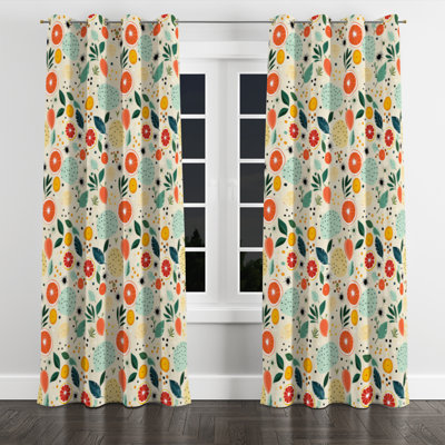 Motif de fruits Mid-Century pastel II - œillets en velours Mid-Century - obscurcissant - 1 panneau