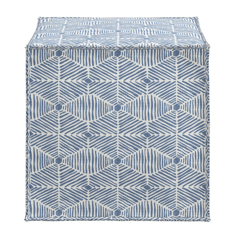 Repose-pieds carré à motif floral 19 po Beyla, Bleu délavé diamant peint