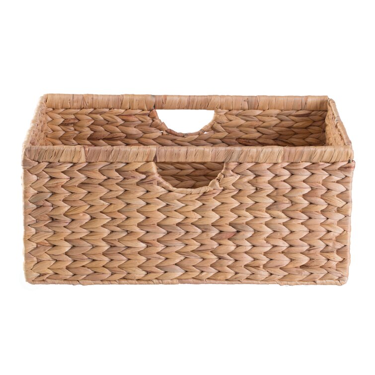 Natural Water Hyacinth Rectangular Wicker Basket Highland Dunes