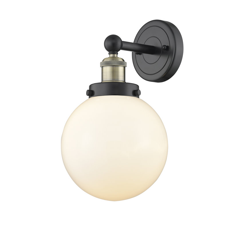 Chalkhill Armed Sconce, Matte White, Black Antique Brass
