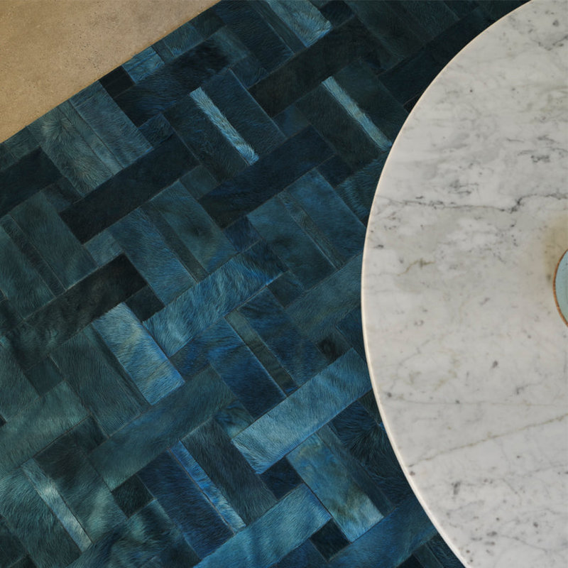 ART HIDE X GREG NATALE Area Rug, Blue, Rectangle 5' x 8'