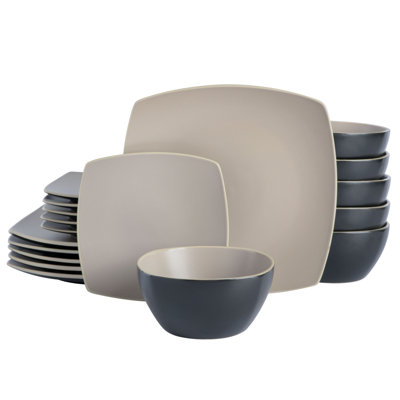Gibson Soho Lounge Matte 18 Piece Dinnerware Set - Black