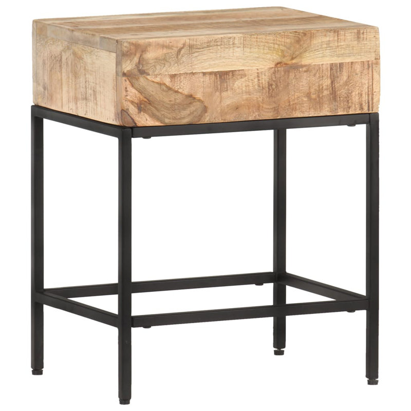 Table de bout en bois massif avec rangement, Brun, H 19,7 po x L 15,7 po x l 11,8 po