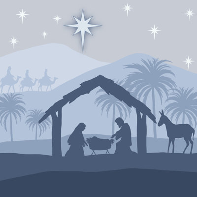 "Nativité bleue II sur toile" par Regina Moore