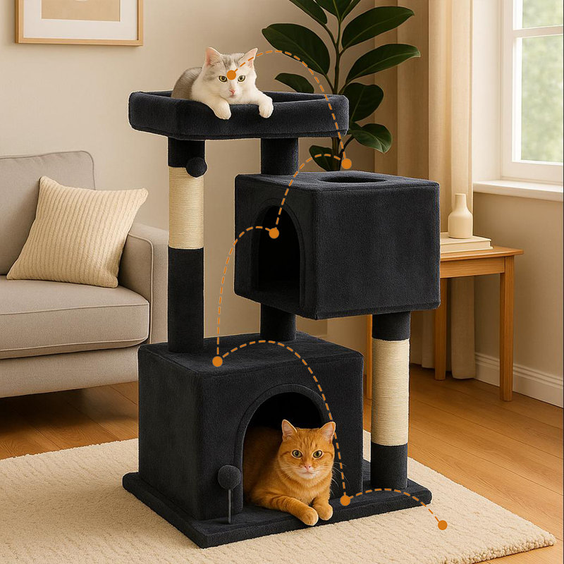 Arbre à chat Dosta, Gris foncé, H 43,2 po x l 23,5 po x P 17,9 po