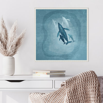 Whales Family by Emel Tunaboylu Framed Canvas Wall Art Print