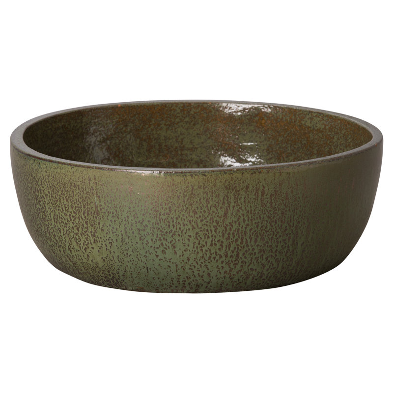 Pot à fleurs en argile, H 7,5 po x l 22 po x P 22 po, Vert métallique