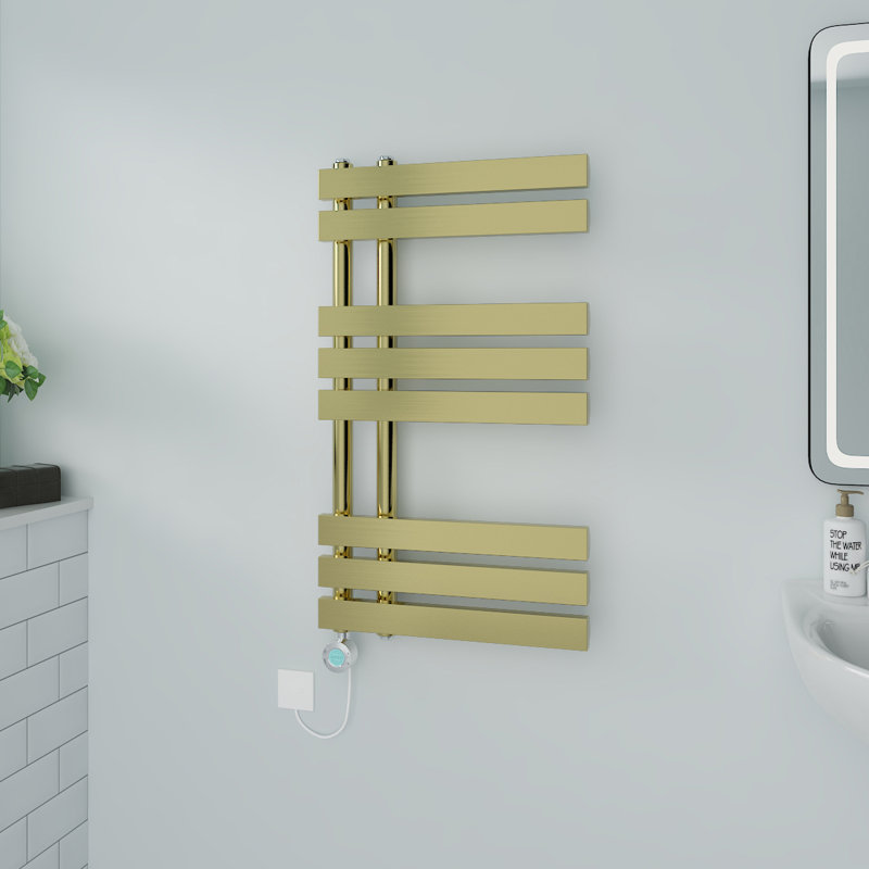 Cardia Designer Towel Rail Heated Towel Rails, 80cm H x 45cm W x 7.35cm D, Brushed Brass