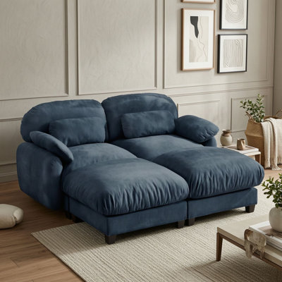 Canapé modulaire moderne rembourré avec poufs amovibles, coussins et oreillers lombaires pour salon