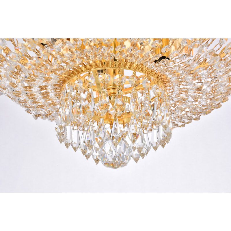 Century Century Cristal taillé royal clair, Six lumières, Doré, H 10 po x l 18 po x P 18 po