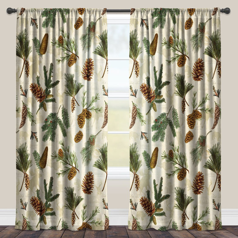  Panneau de rideau simple diaphane avec passe-tringle Pinecones