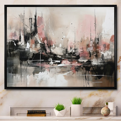 Pink Black Minimalims Fludity I - Abstract Minimalism Canvas Print