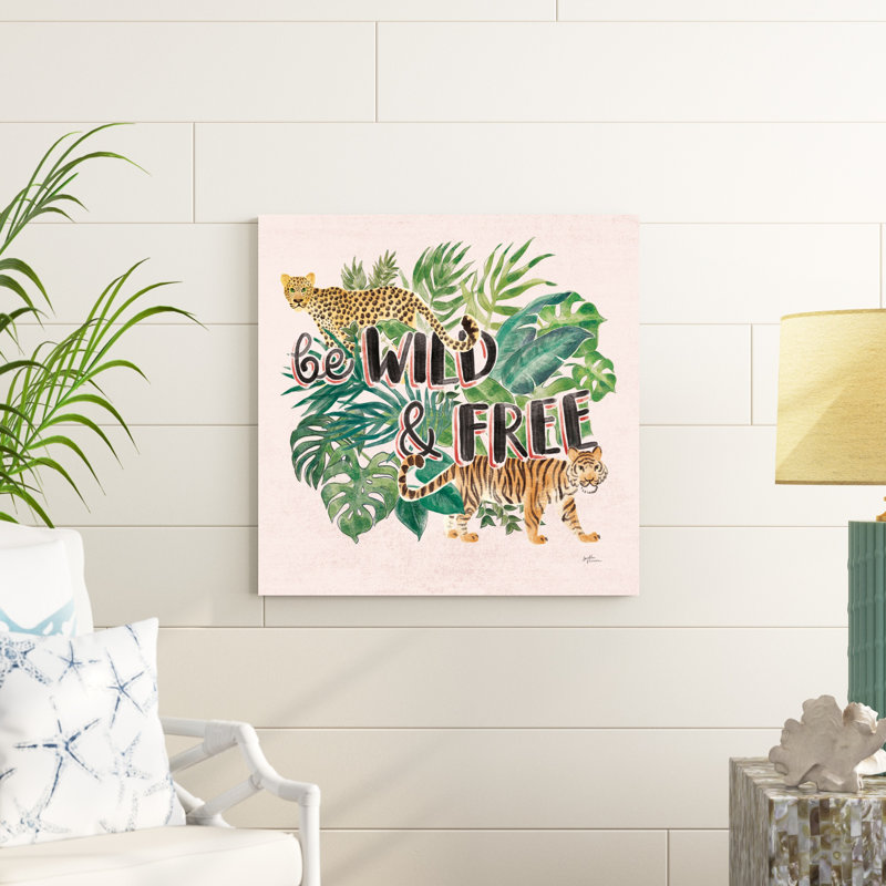 Jungle Vibes VII - Be Wild And Free - rose, H 30 po x l 30 po x P 1,25 po