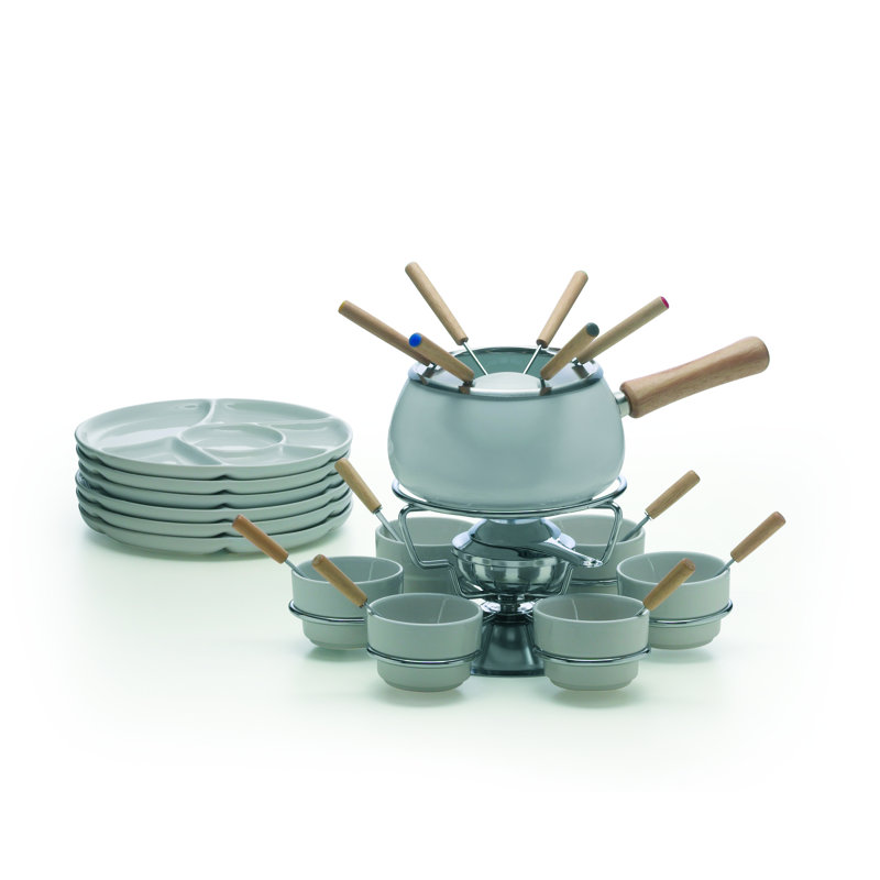 28 Piece Iron and Ceramic Fondue Set