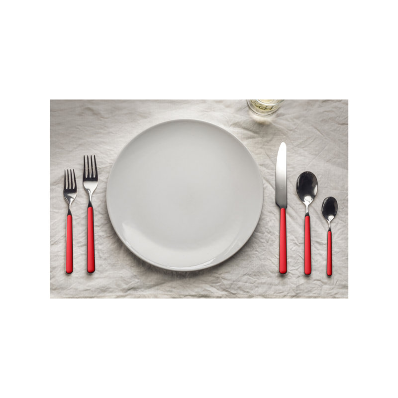 Ensemble de couverts Fantasia avec fourchettes à gâteaux - 30 pièces - Rouge, Red