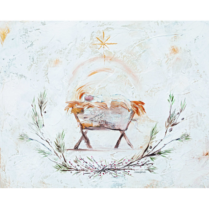 «Away in a Manger» par Mackenzie Kissell - reproduction d'art sur toile tendue, H 18 po x l 24 po