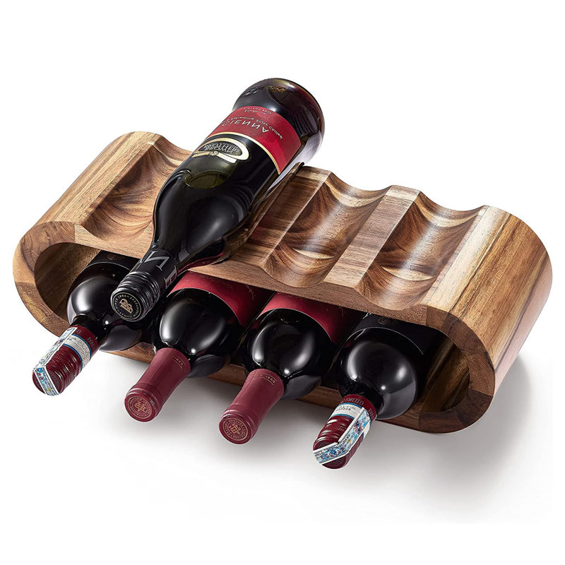 Mahtowa Tabletop Wine Bottle & Glass Rack Brown
