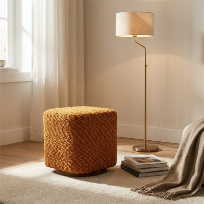 360° Swivel Vanity Stool, Upholstered Makeup Chair, Modern Accent Ottoman for Bedroom & Living Room