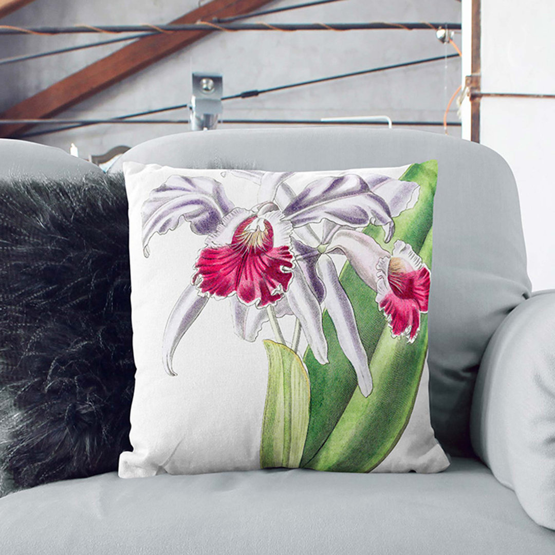 Crimson-Lipped Cattleya Flowers Cushion with Filling