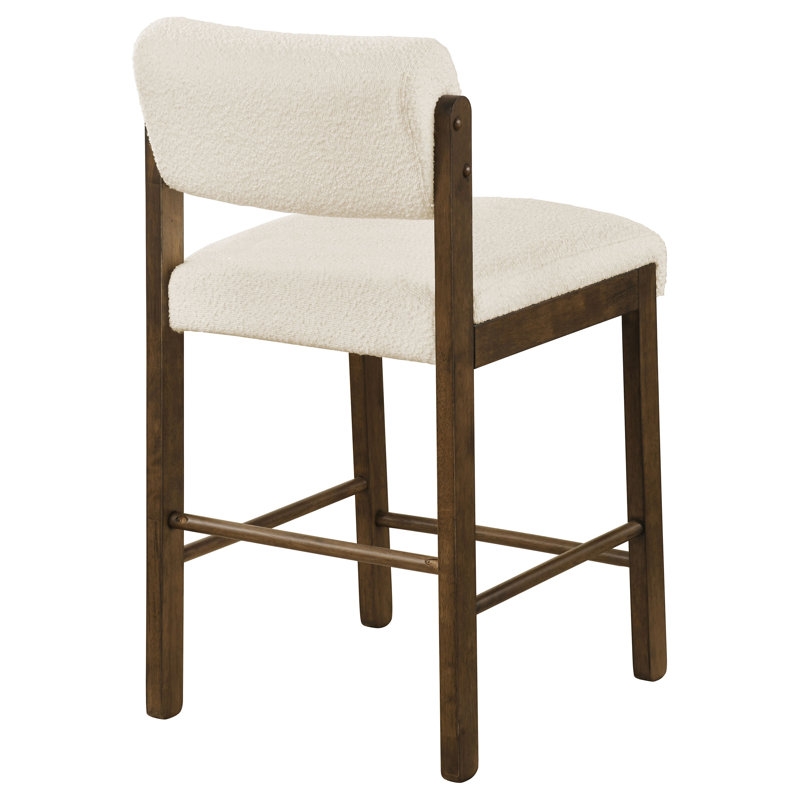 Chaise à hauteur de comptoir Kehoe rembourrée crème et noyer, polyester, Crème / noyer
