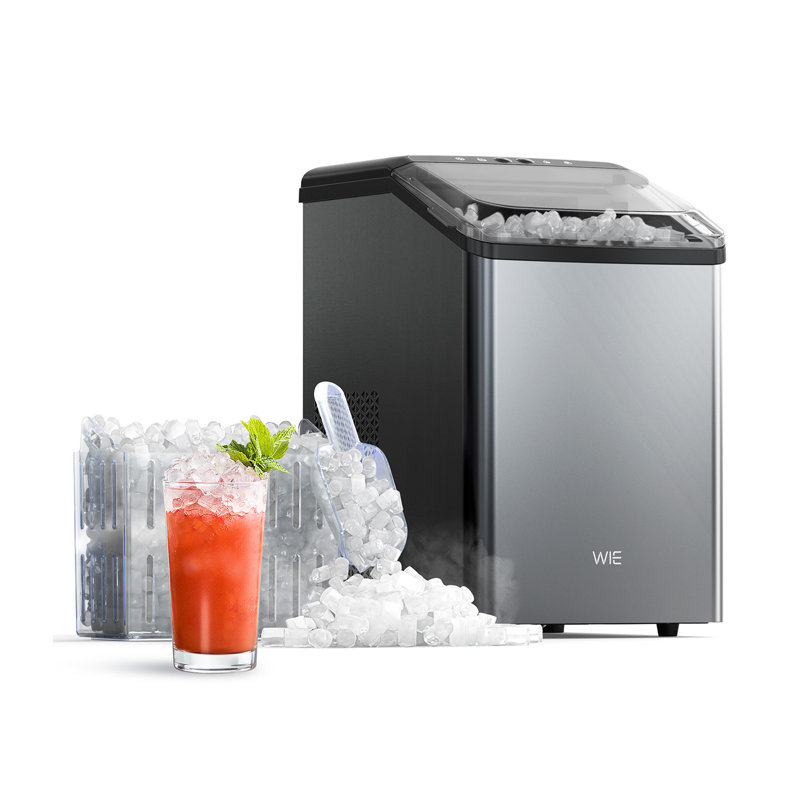 WIE Ice Maker Nugget Countertop 40LBS Pebble Ice Machine,Soft Crunchy Sonic Portable Small Frozen Ice Makers, Gray