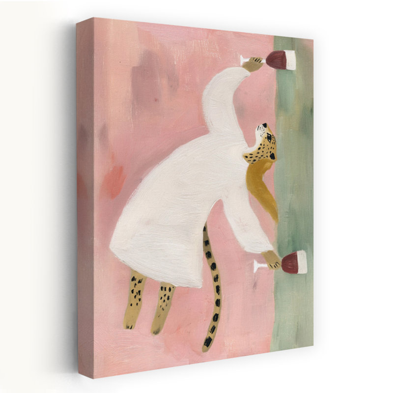 Chic Leopard Wine Abstract Modern Playful Cat Animal Wall Art Print by Mathieu - Wrapped Canvas Print, 152.4cm H x 101.6cm W