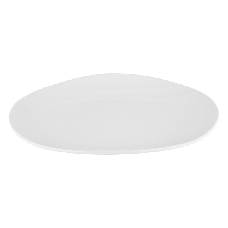 Le GE Plateau de service robuste en plastique et en mélamine, ovale et incassable, 18 po x 13 po, Dijon, Blanc, 15 po x 11 po