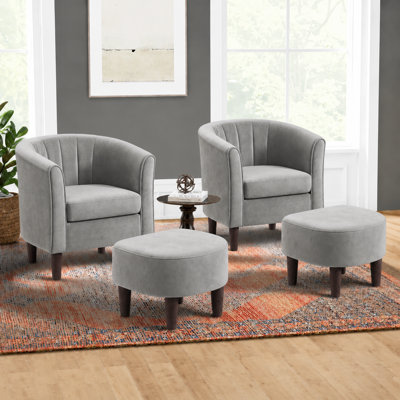 Fauteuil demi-tonneau rembourré avec repose-pieds 27,4 po Torince (ensemble de 2