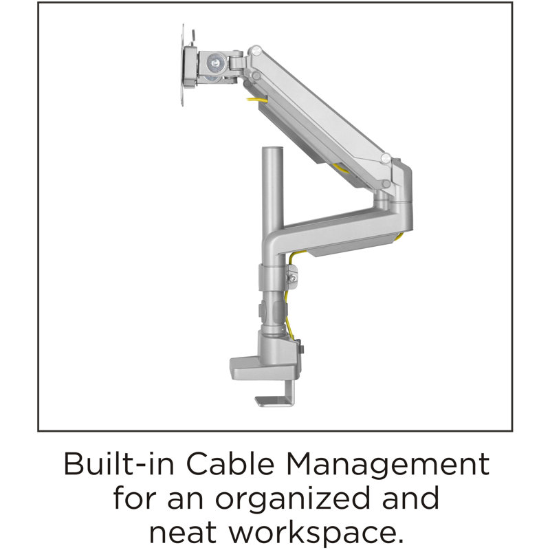 Gray Dual Monitor Arm with USB Ports and Adjustable Swivel