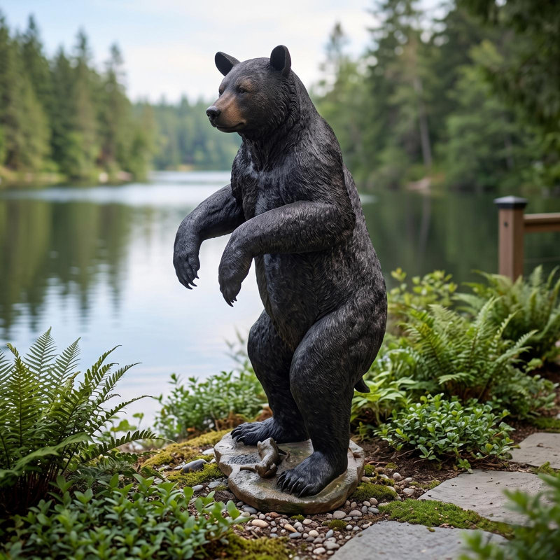 Statue de pêche pour les problèmes bear, H 60 po x l 27 po x p 26 po