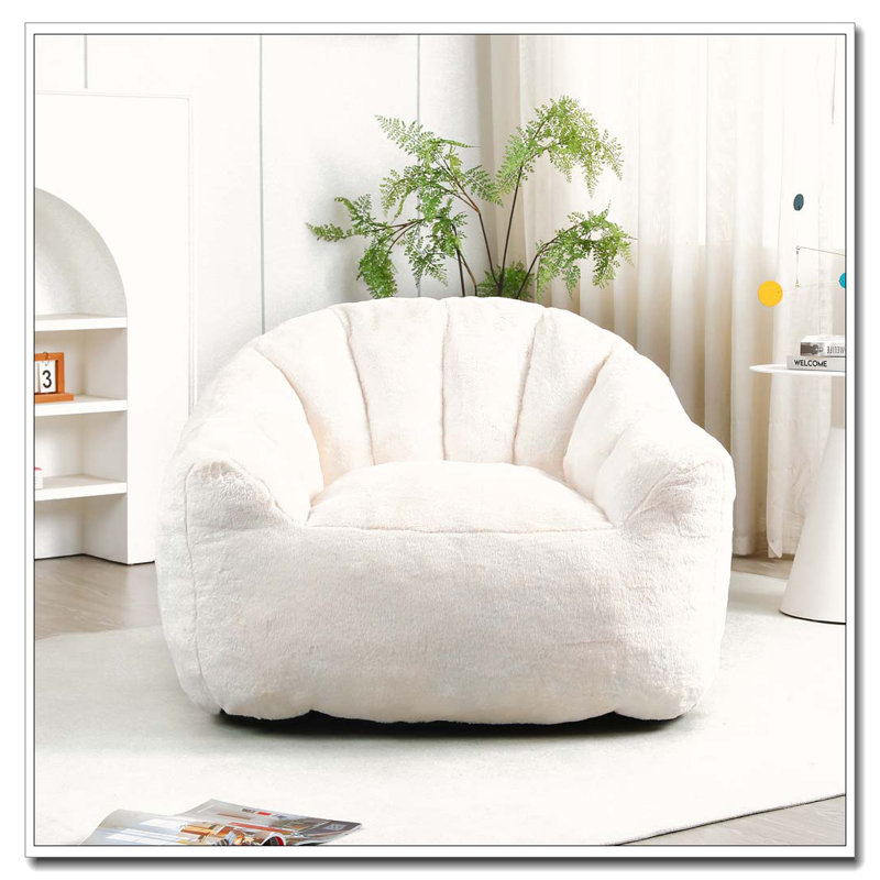 Fauteuil à billes avec accoudoirs rembourrés de mousse haute densité, Blanc