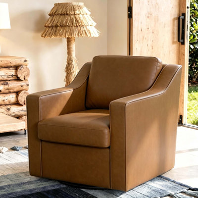 Faux Leather Swivel Armchair