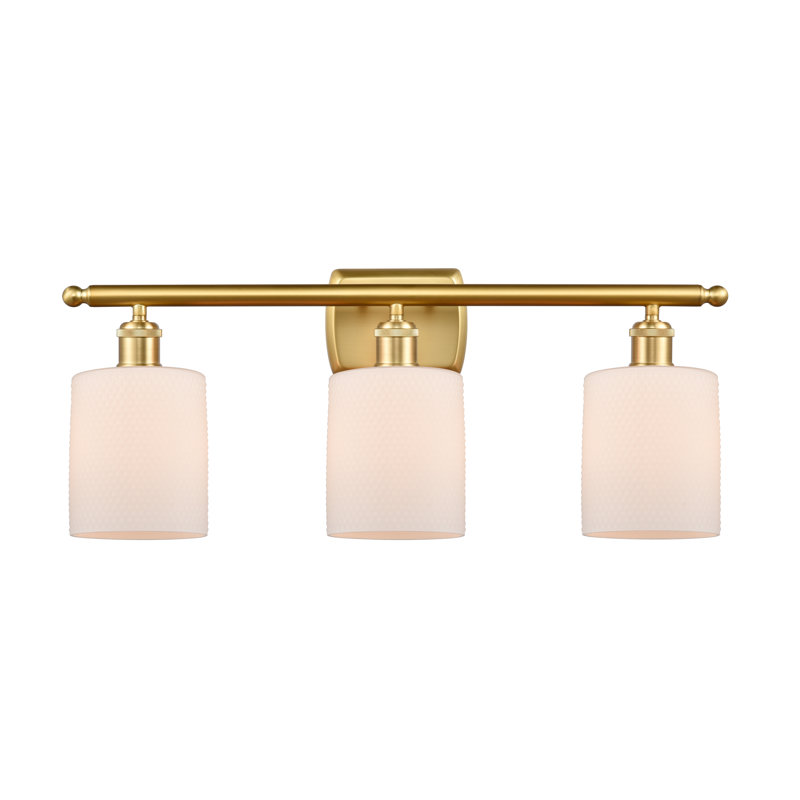 Éclairage de salle de bain à intensité variable à 3 lumières Leilani, Ampoule incandescente rétro de 60 watts, Blanc mat