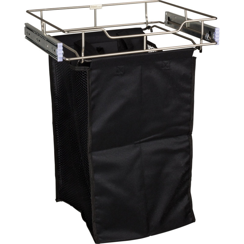 Metal Laundry Hamper with Handles, Polished Chrome, Small (22.5"H x 17"W x 14"D)