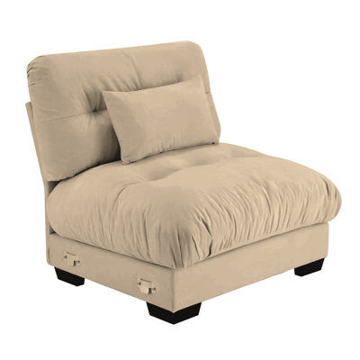 Chaise longue sans accoudoirs en velours avec coussin décoratif Milano